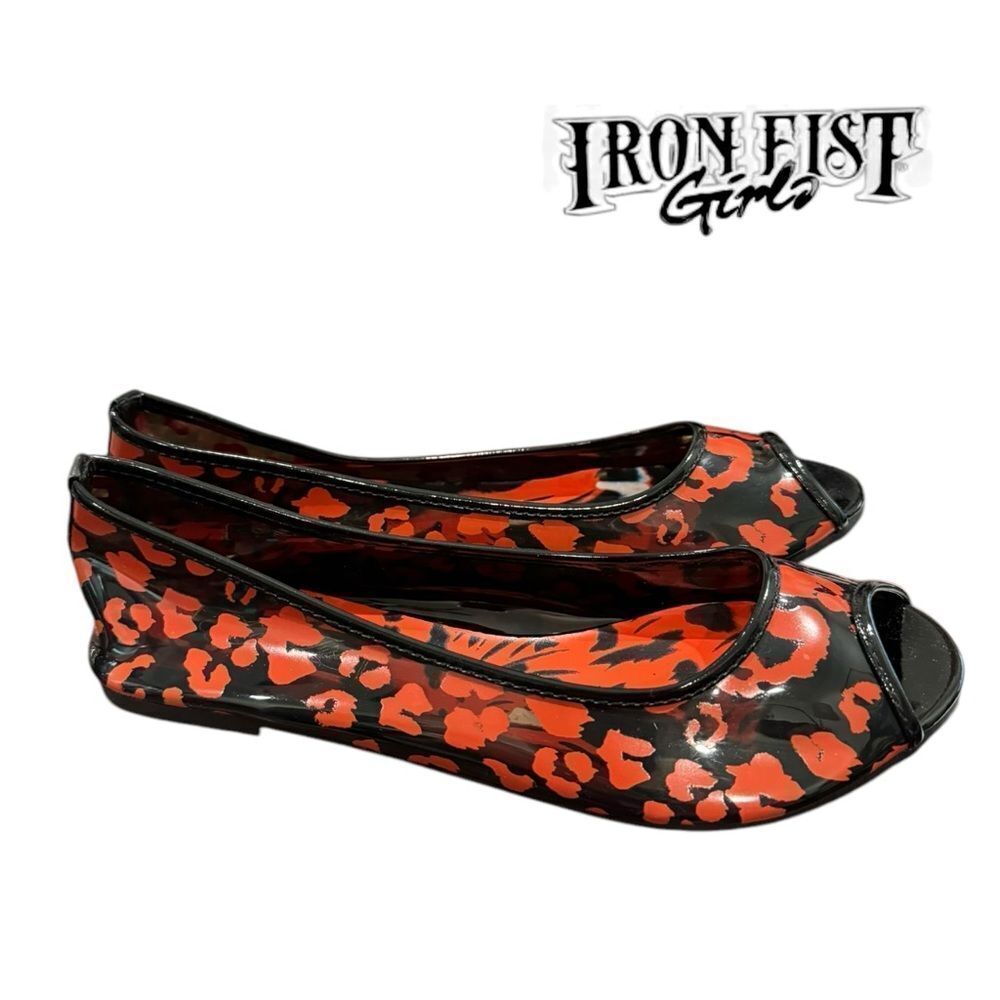 NEW Iron Fist Girls Raw Power Peep Toe Leopard Look Women's Flats 7